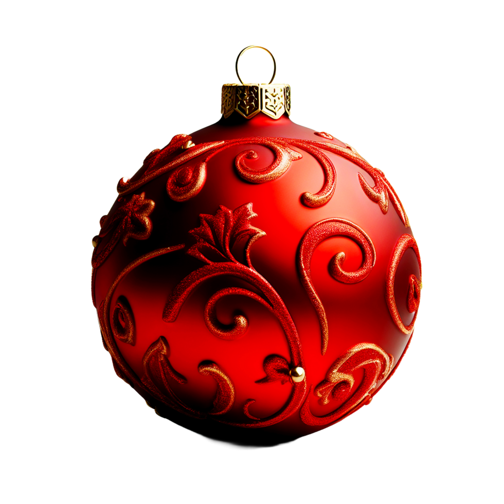 AI generated A vibrant red Christmas bauble on a transparent background png