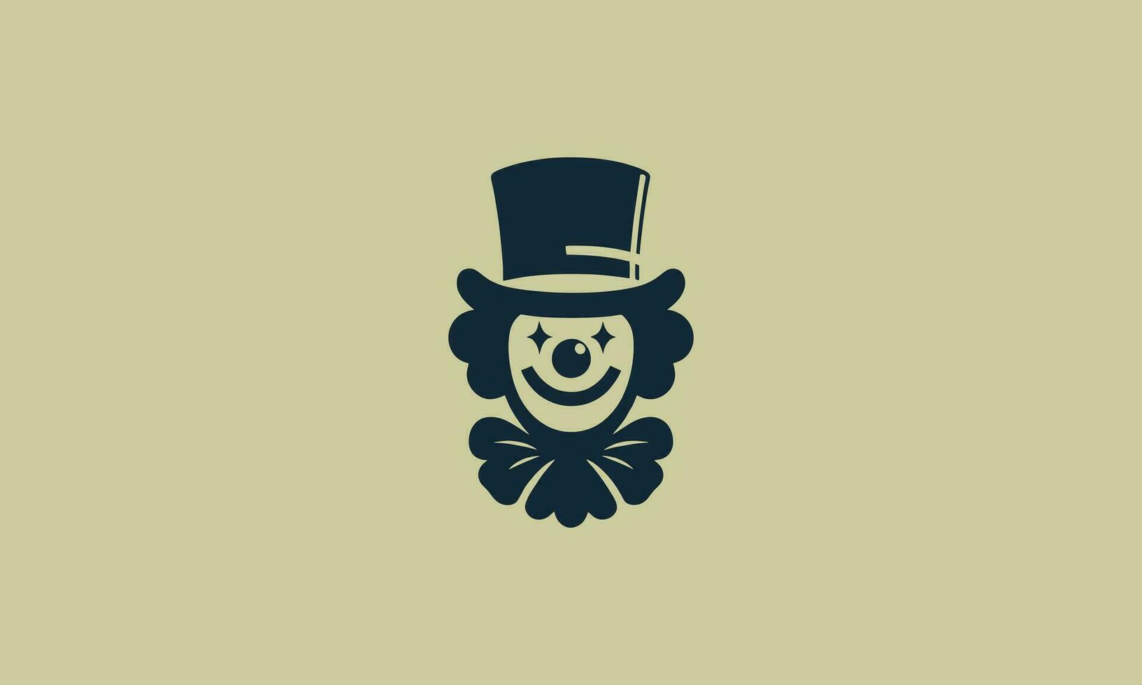 head clown wearing top hat vector logo design