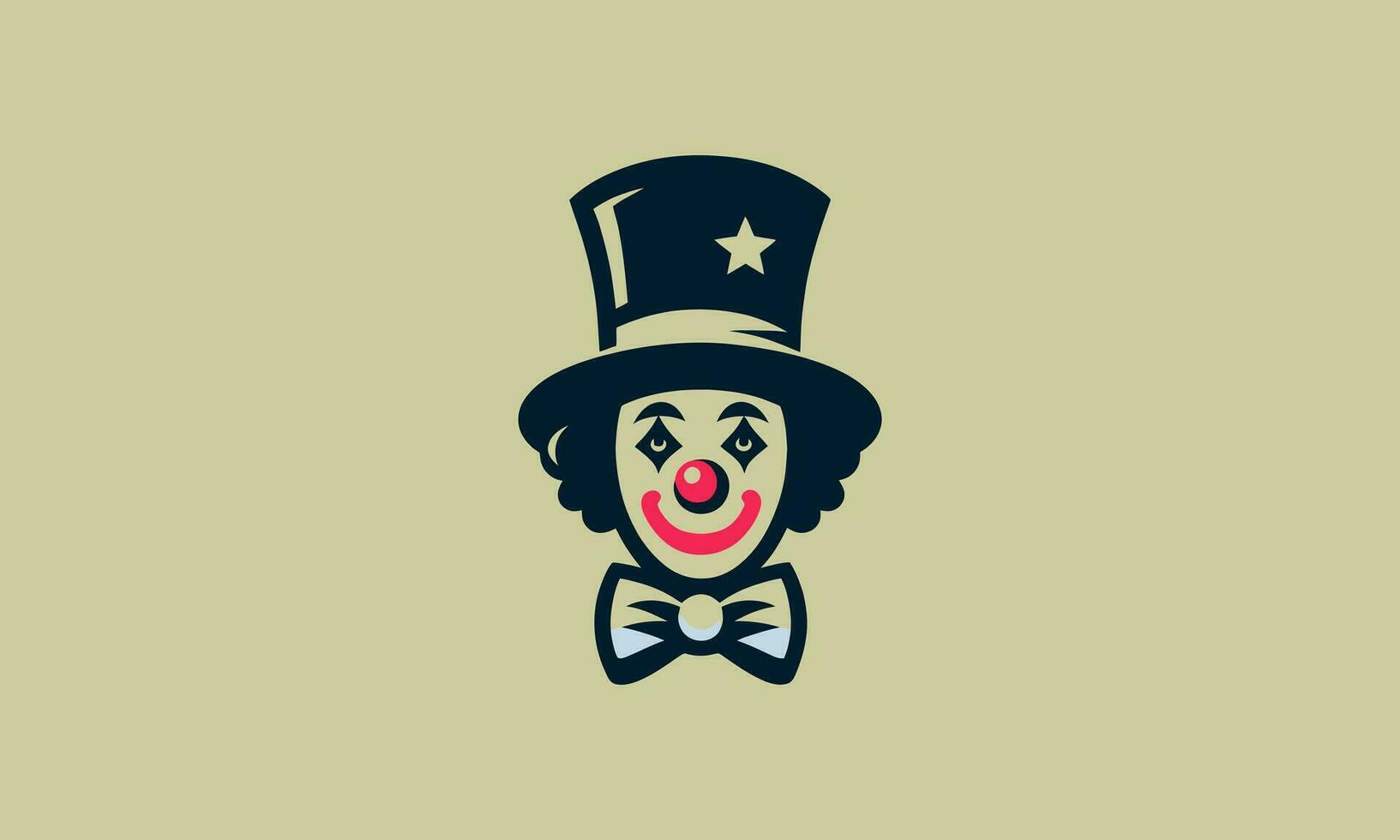 head clown wearing top hat vector logo design