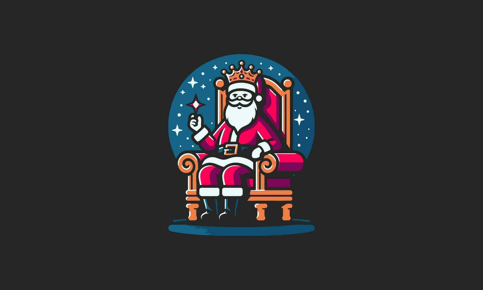 santa shit on chair king vector mascot design