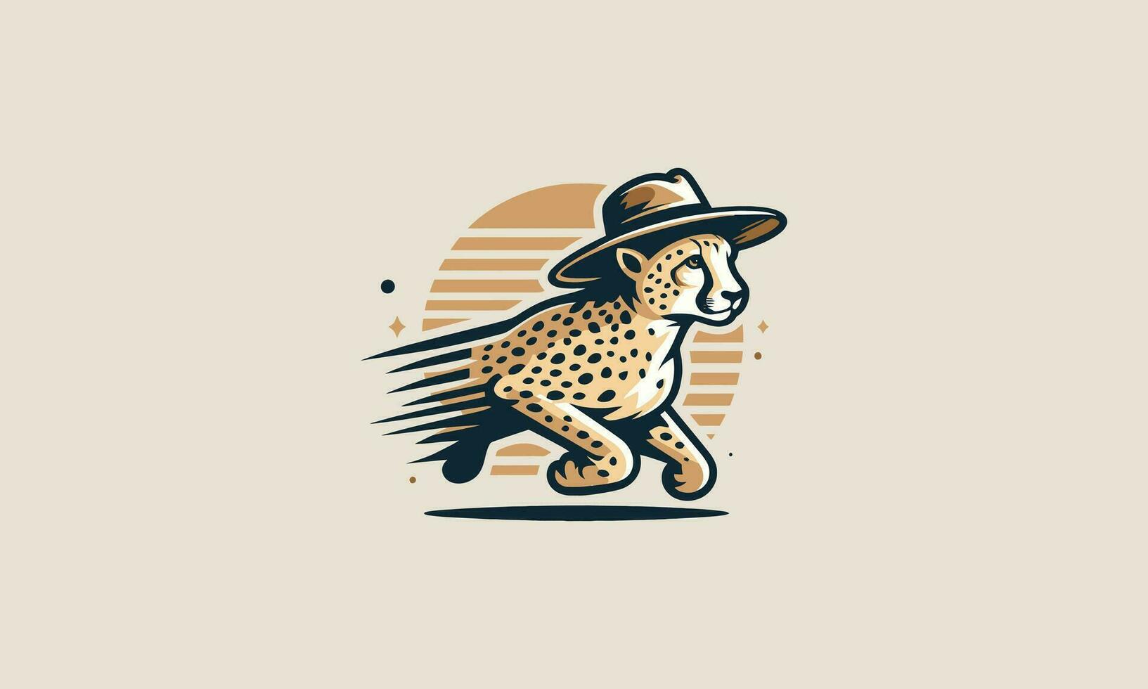 leopardo corriendo vistiendo sombrero vector mascota diseño