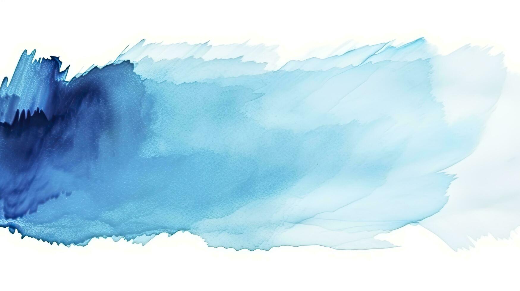 AI generated Abstract blue paint brush strokes in watercolor isolated against white background. Texture paper. photo