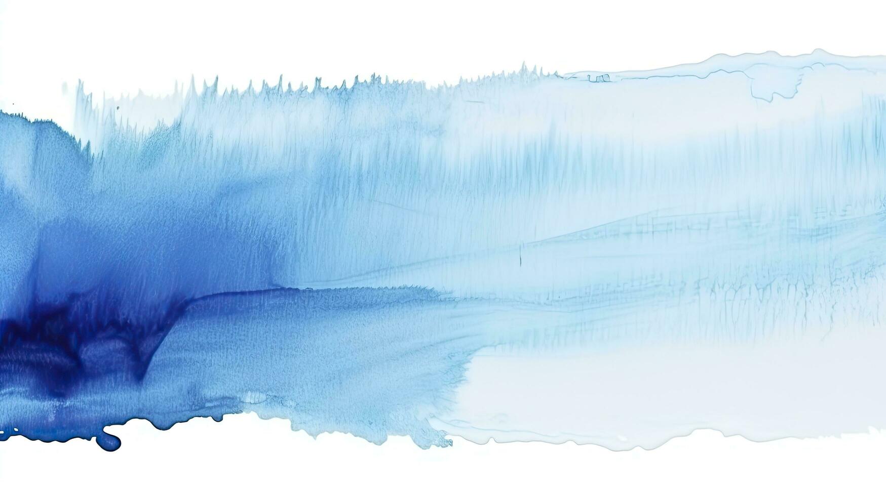 AI generated Abstract blue paint brush strokes in watercolor isolated against white background. Texture paper. photo