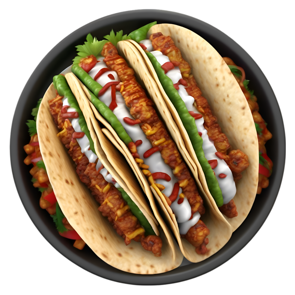 AI generated Close-up image of Tacos al pastor food clipart. Ai-Generated. png