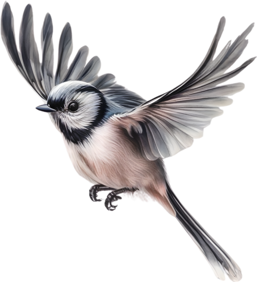 AI generated A close-up image of a Long-Tailed Tit bird. Ai-Generated. png