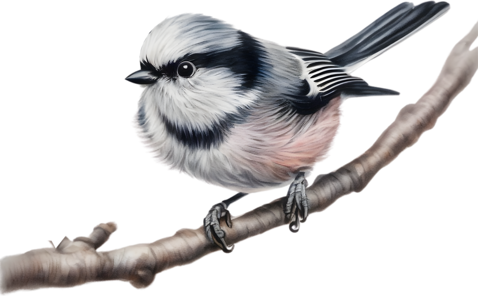 AI generated A close-up image of a Long-Tailed Tit bird. Ai-Generated. png