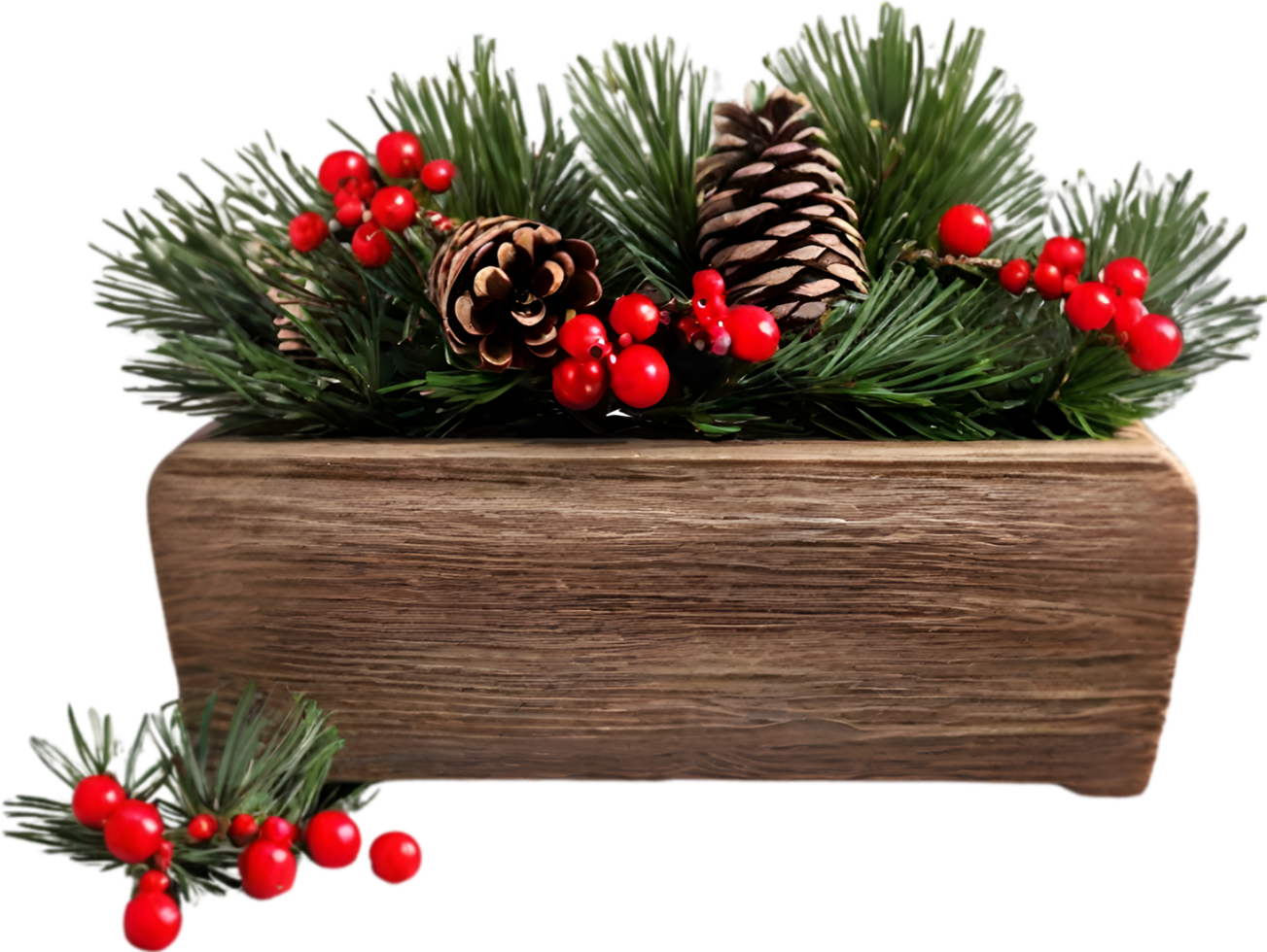 AI generated An image of pine cones and holly branches. Ai-generated. png