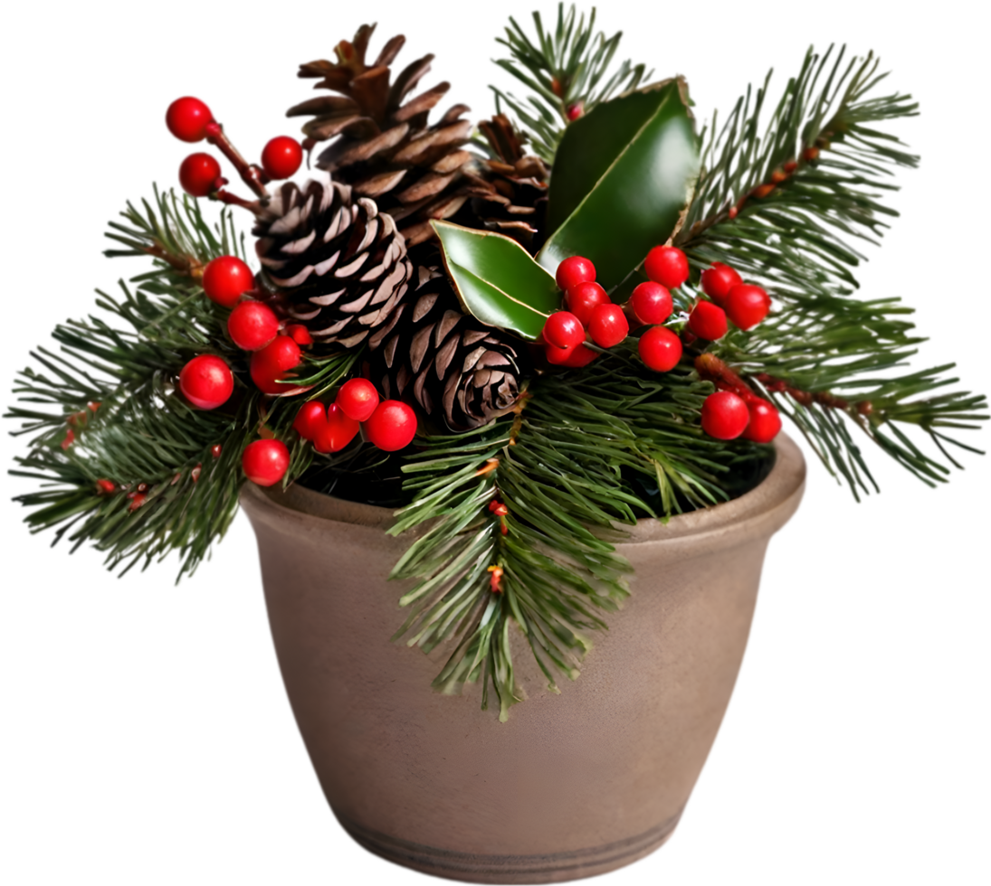 AI generated An image of pine cones and holly branches. Ai-generated. png