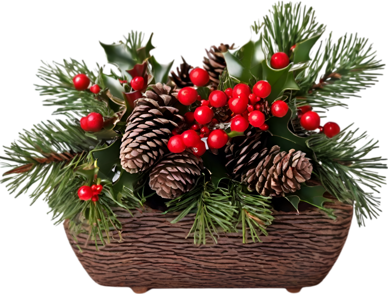 AI generated An image of pine cones and holly branches. Ai-generated. png