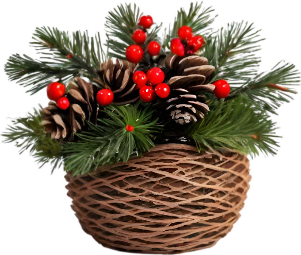 AI generated An image of pine cones and holly branches. Ai-generated. png