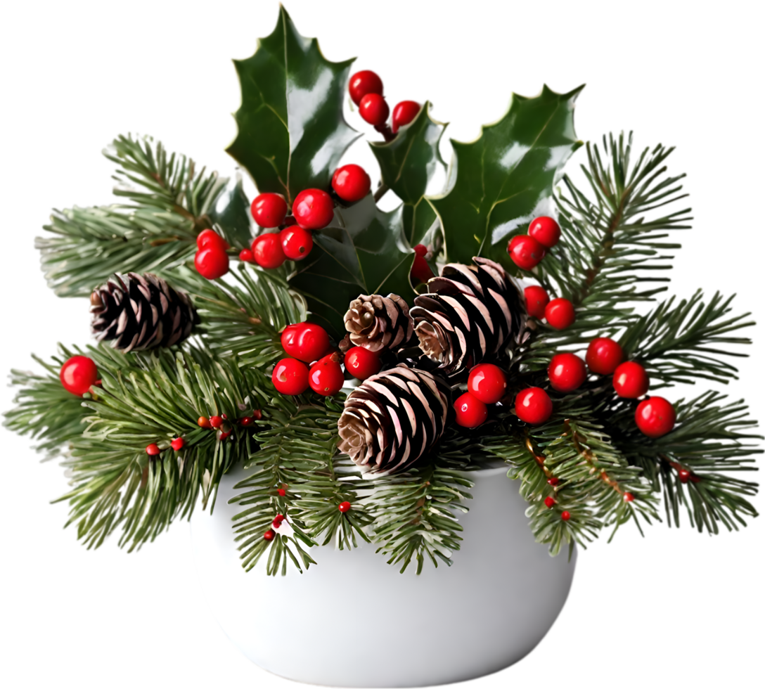 AI generated An image of pine cones and holly branches. Ai-generated. png