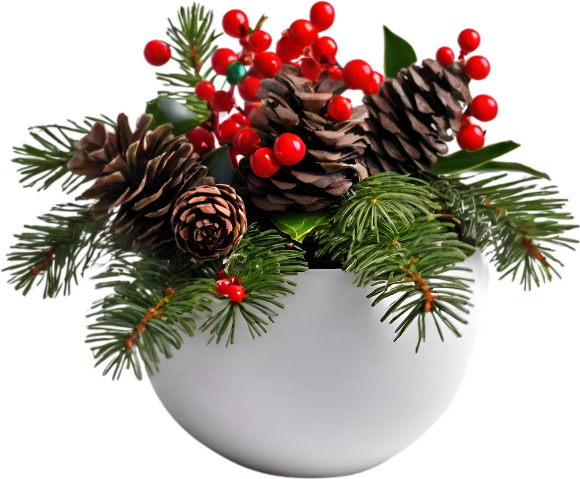 AI generated An image of pine cones and holly branches. Ai-generated. png