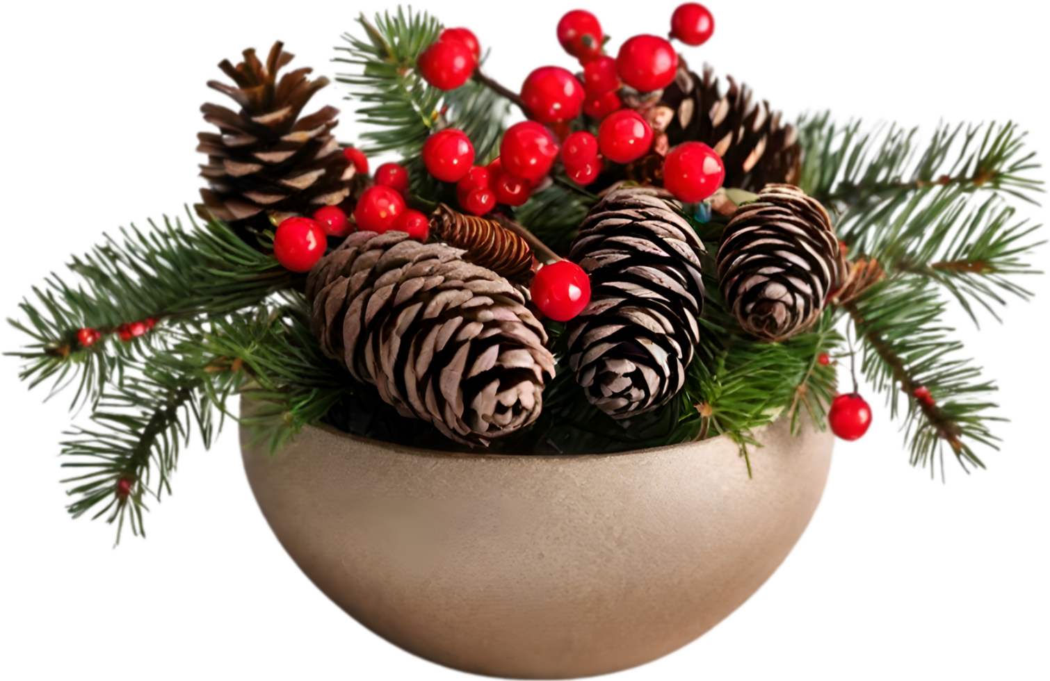 AI generated An image of pine cones and holly branches. Ai-generated. png