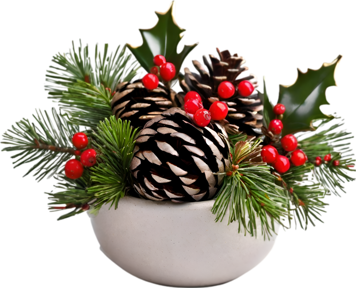 AI generated An image of pine cones and holly branches. Ai-generated. png