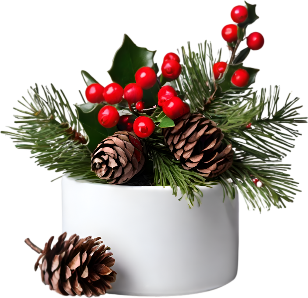 AI generated An image of pine cones and holly branches. Ai-generated. png