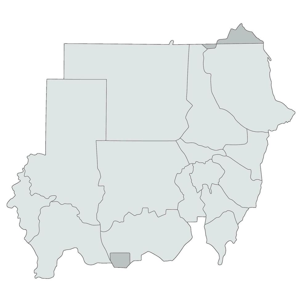 Sudán mapa. mapa de Sudán en administrativo estados en blanco color vector