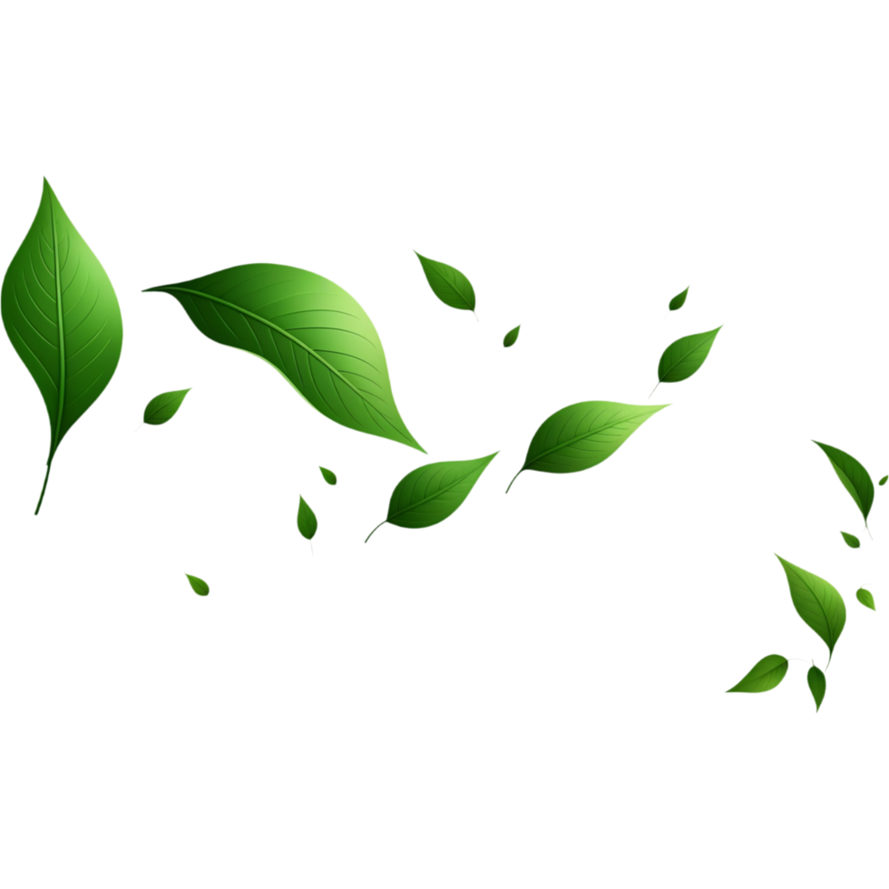 AI generated Flying green leaves. AI Generative png