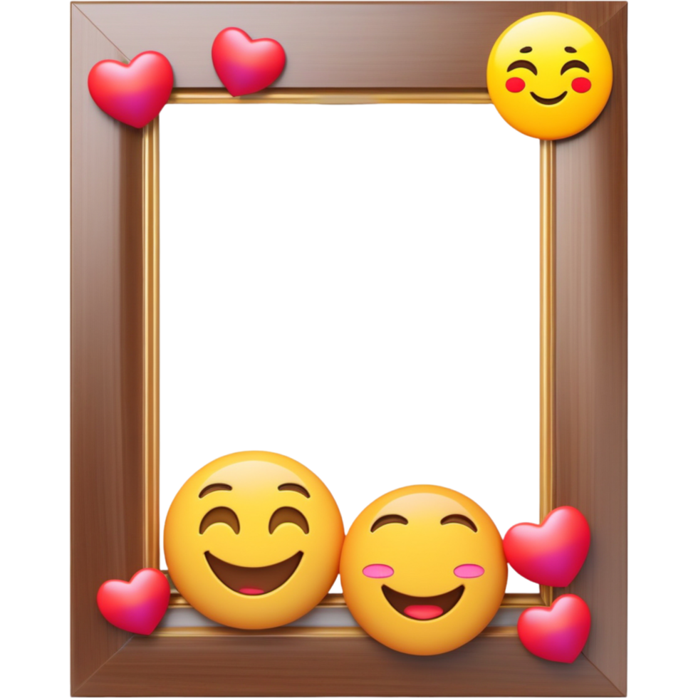 AI generated Picture photo frame with emoji template. AI Generative png