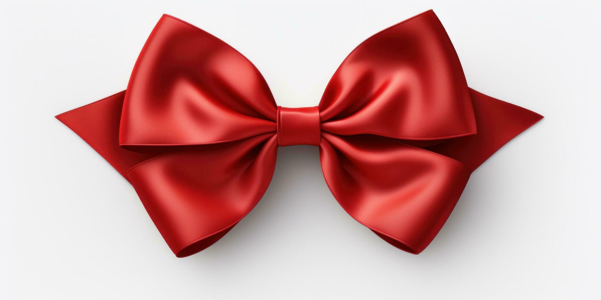 AI generated red satin bow on white background photo