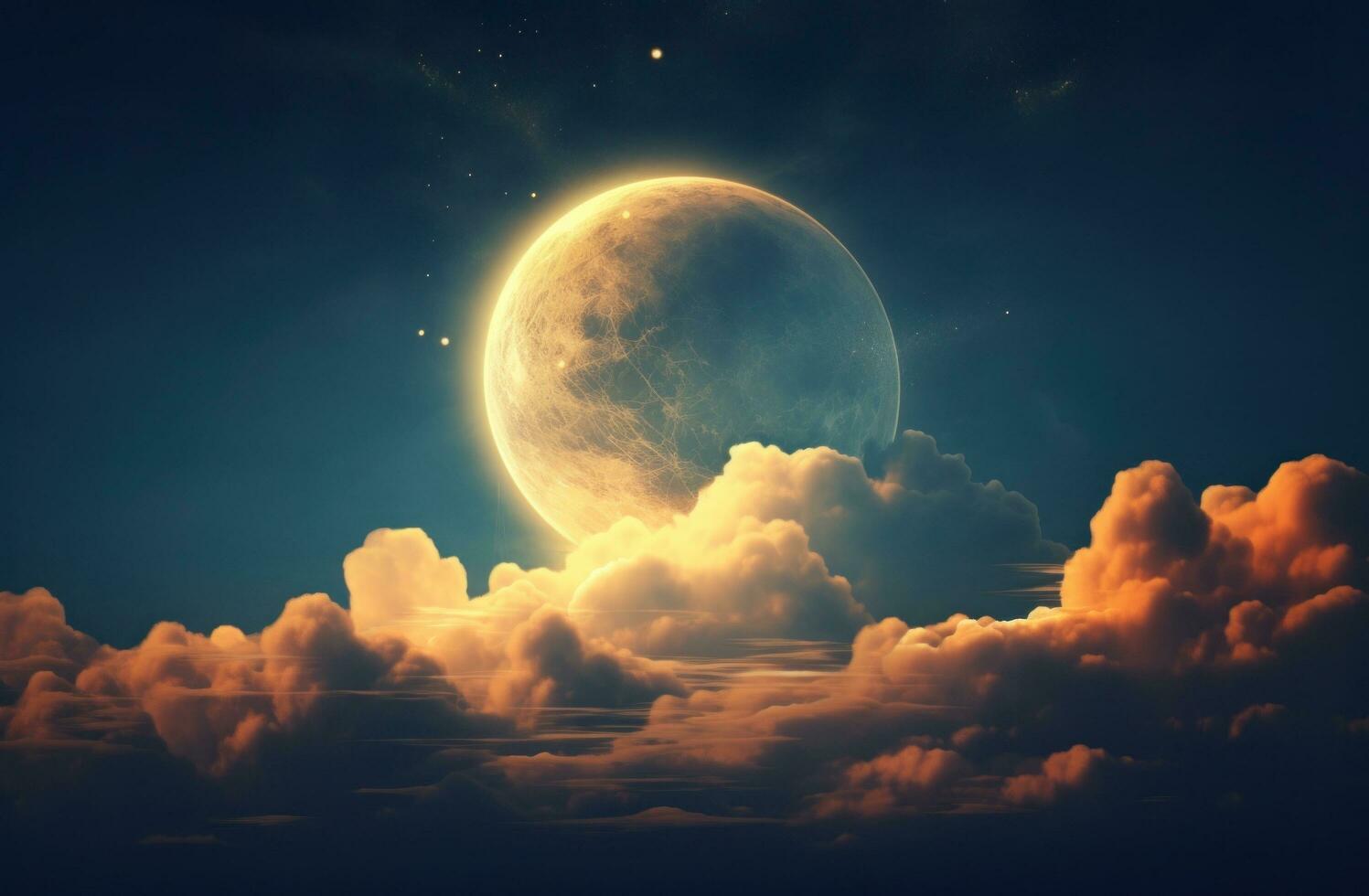 AI generated moon in the clouds photo