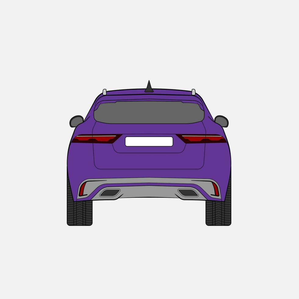 Purple suv car from rear angle with isolated white background. Free Vector