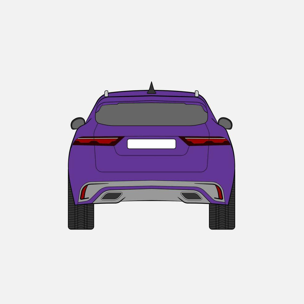 púrpura suv coche desde posterior ángulo con aislado blanco antecedentes. gratis vector