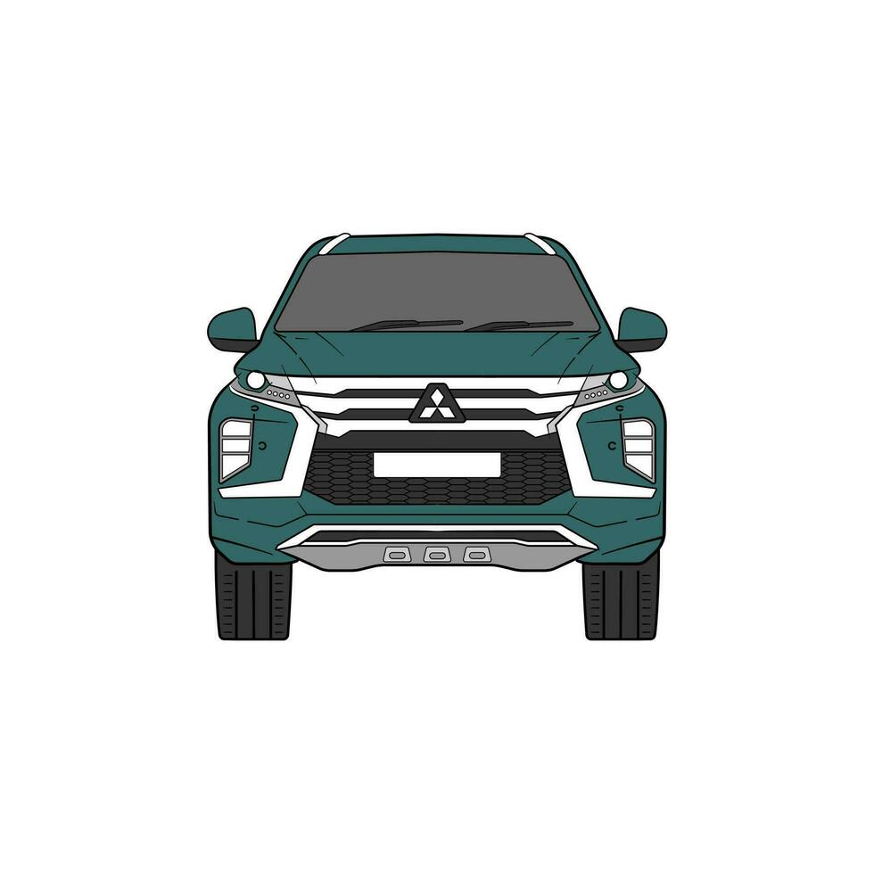 Green suv car from front angle with isolated white background.Free Vector