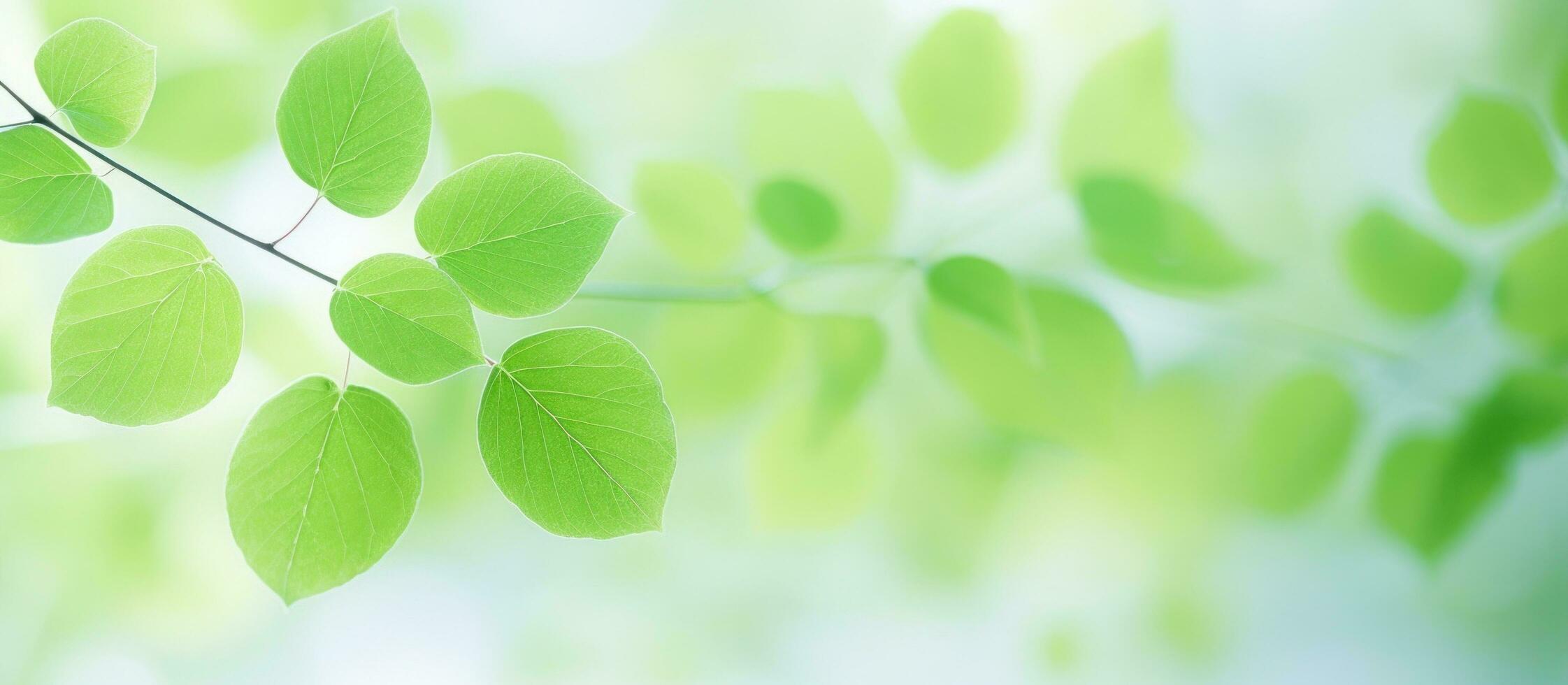 AI generated green branches on the leafy branches with sunlight. photo