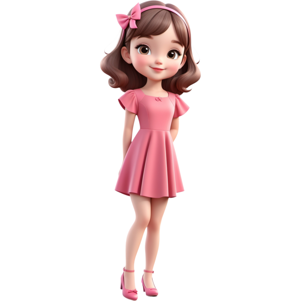 AI generated Cute girl with pink dress. AI Generative png