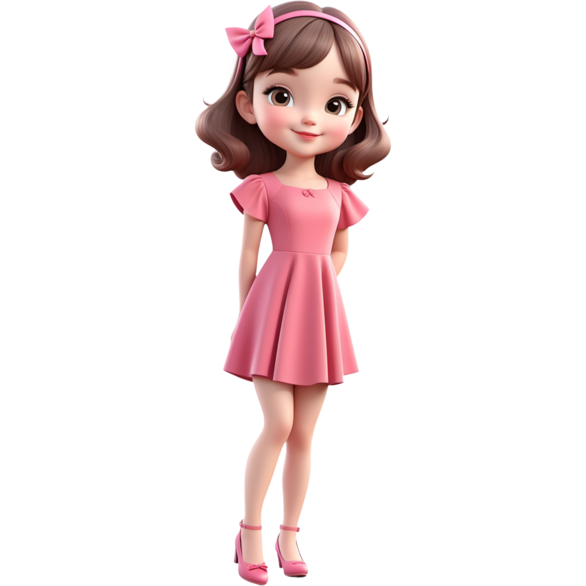 AI Generated Cute Girl With Pink Dress AI Generative 35593767 PNG