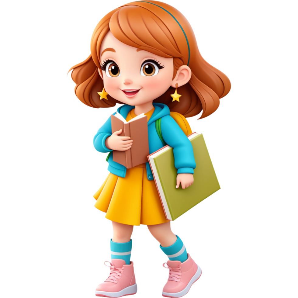 AI generated Cute girl holding book. AI Generative png