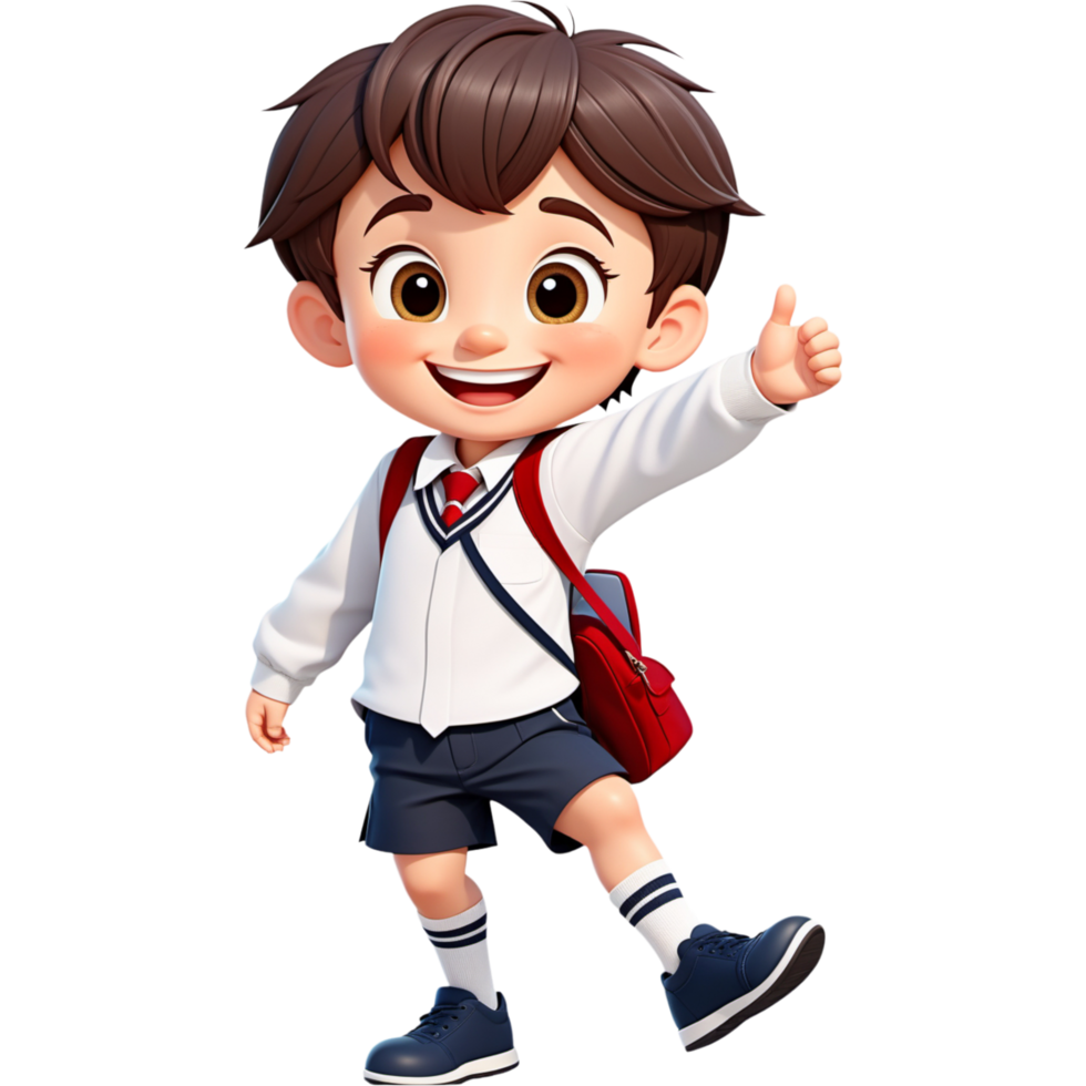 AI generated Happy boy with school uniform. AI Generative png