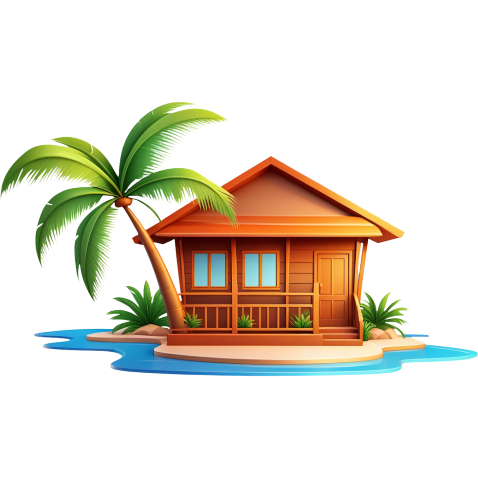 AI generated Great house with palm tree. AI Generative png