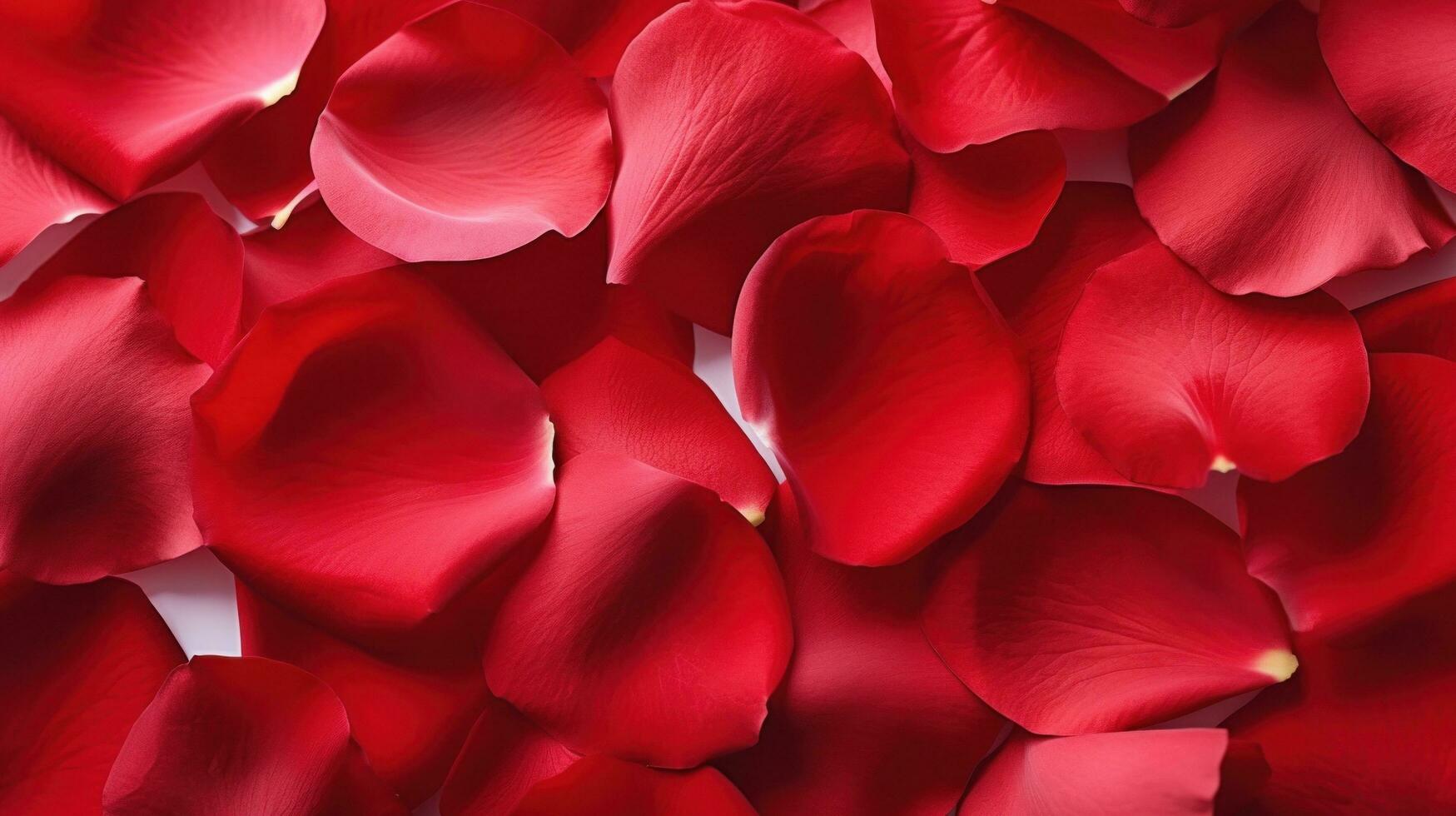 AI generated red rose petals with copy space. Simple yet elegant option for Valentine's Day photo