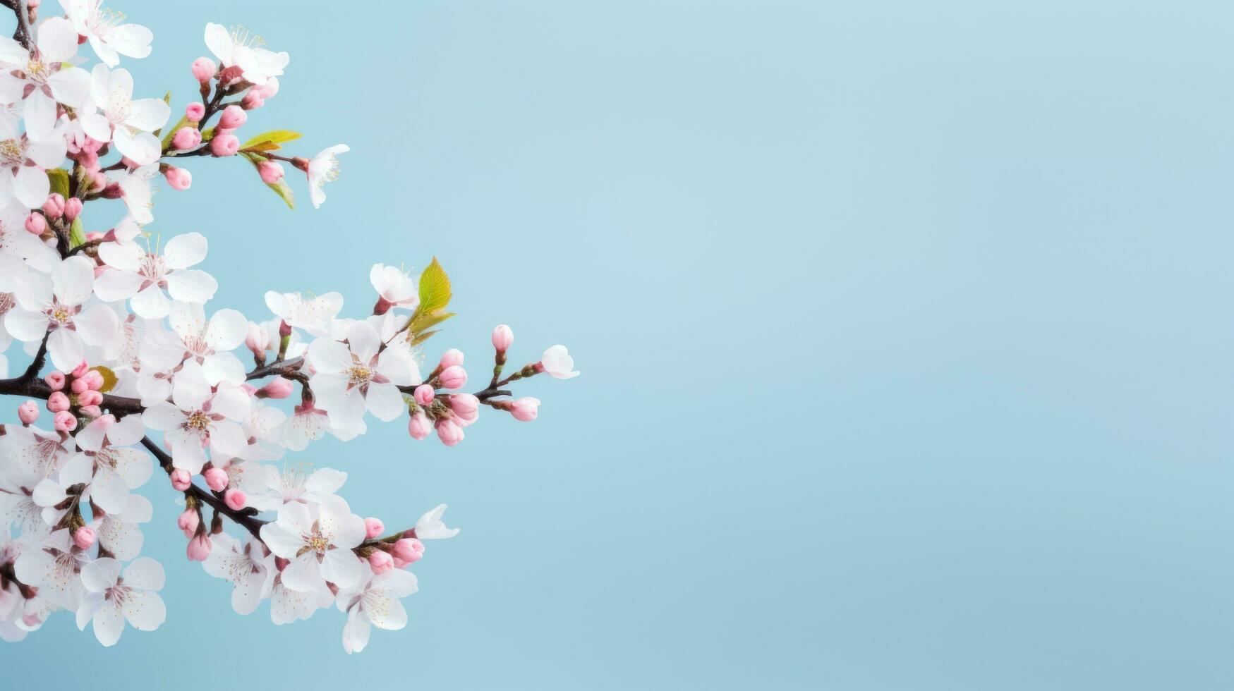 AI generated Elegant Spring Blossoms with largw copy space photo