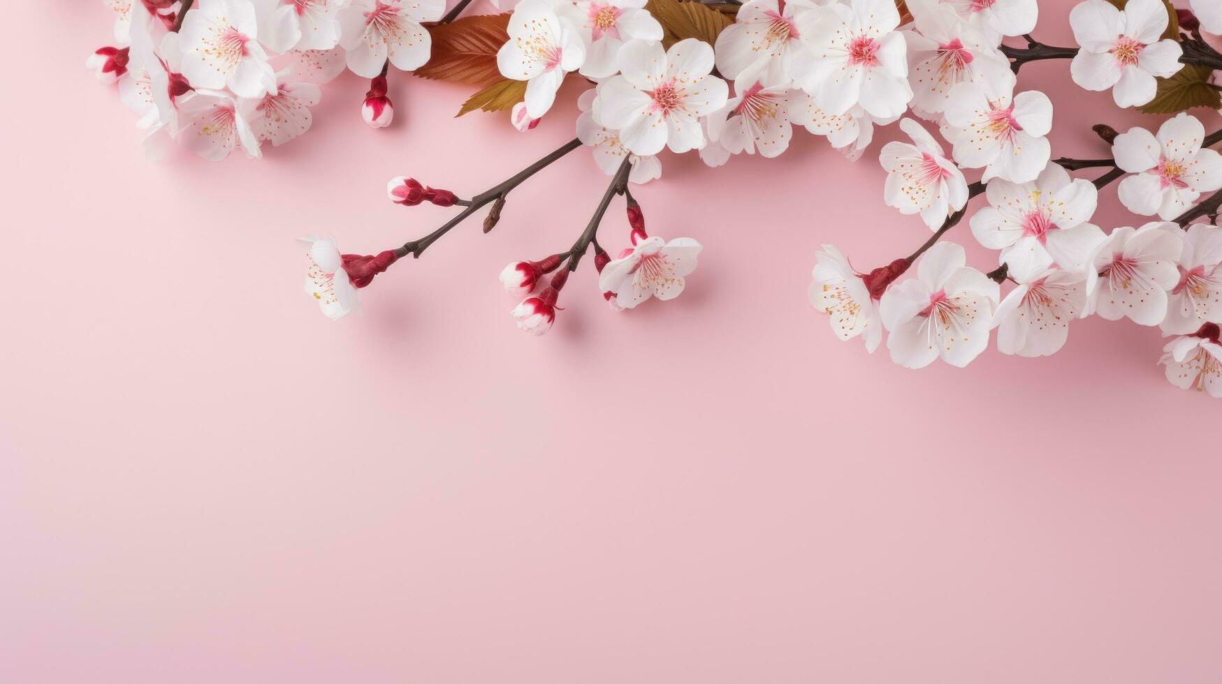 AI generated Elegant Spring Blossoms with largw copy space photo