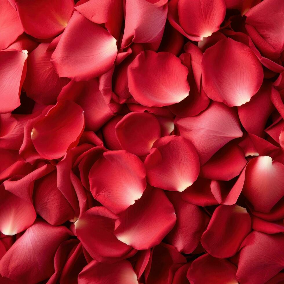 AI generated red rose petals with copy space. Simple yet elegant option for Valentine's Day photo