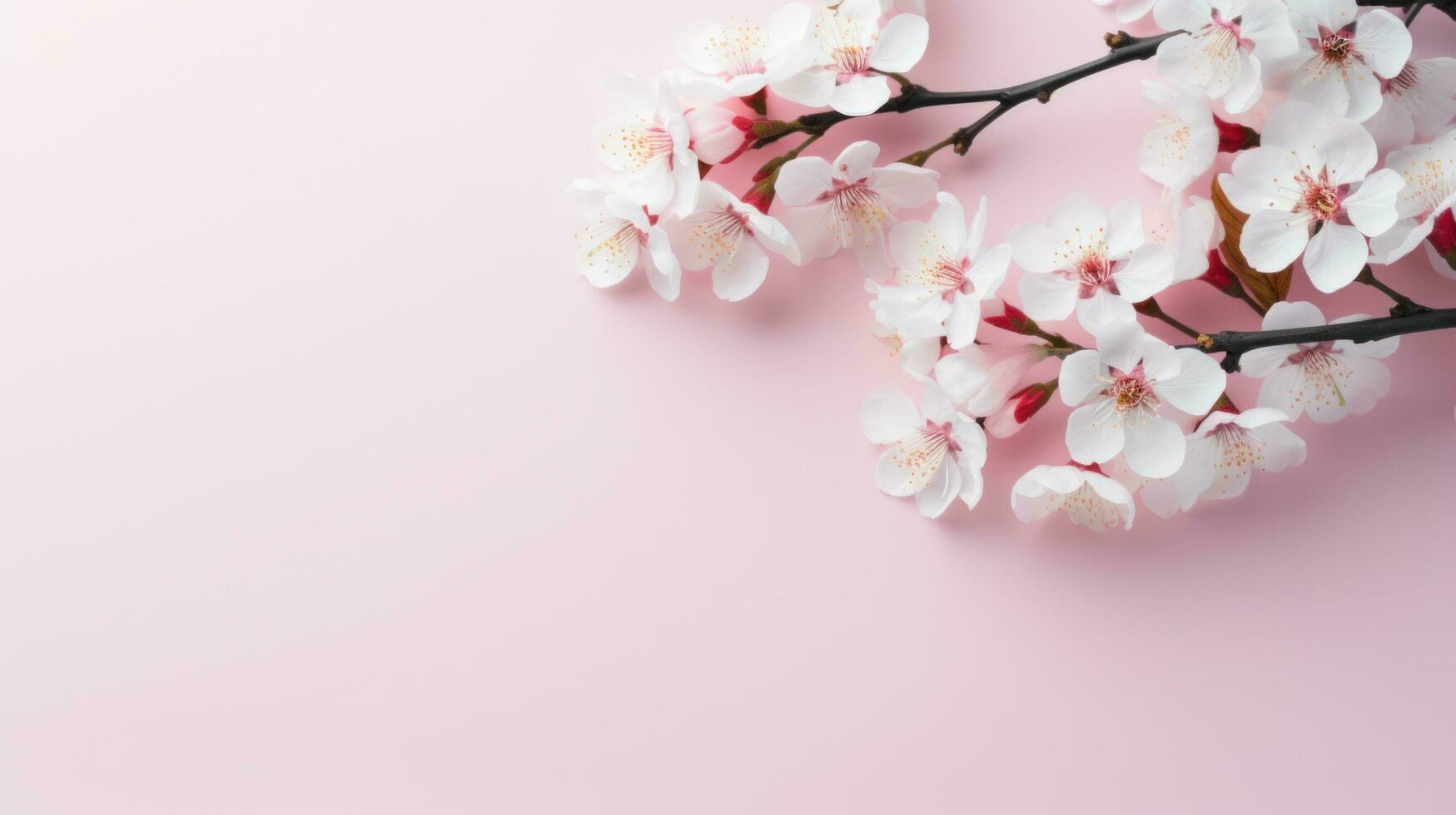 AI generated Elegant Spring Blossoms with largw copy space photo