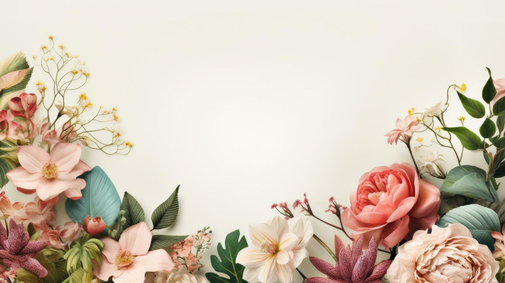 AI generated Botanical Symphony with large copy space photo