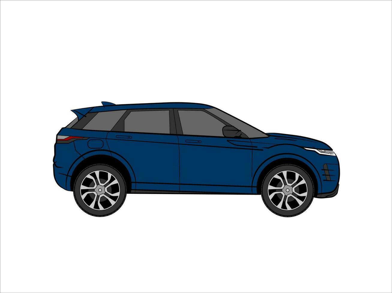 Blue suv car from right angle with isolated white background. Free Vector