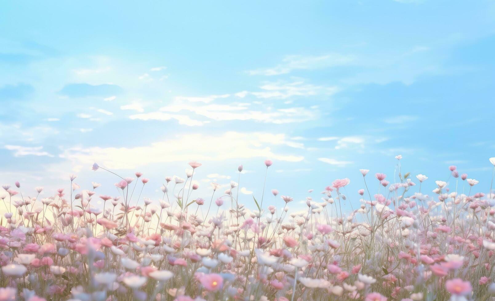AI generated an animation that shows a field of flowers photo