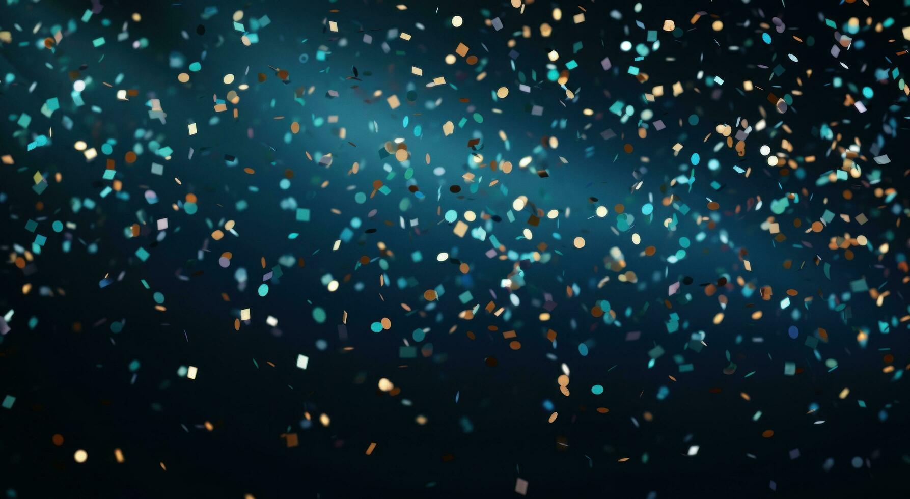 AI generated colorful confetti is falling down in front of a dark background photo