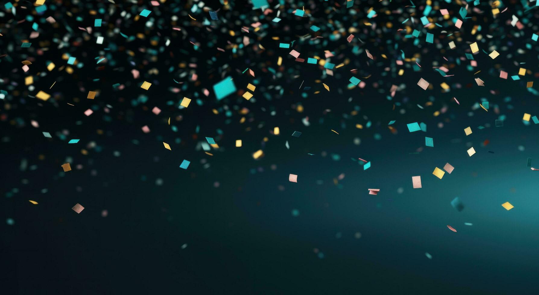 AI generated colorful confetti is falling down in front of a dark background photo