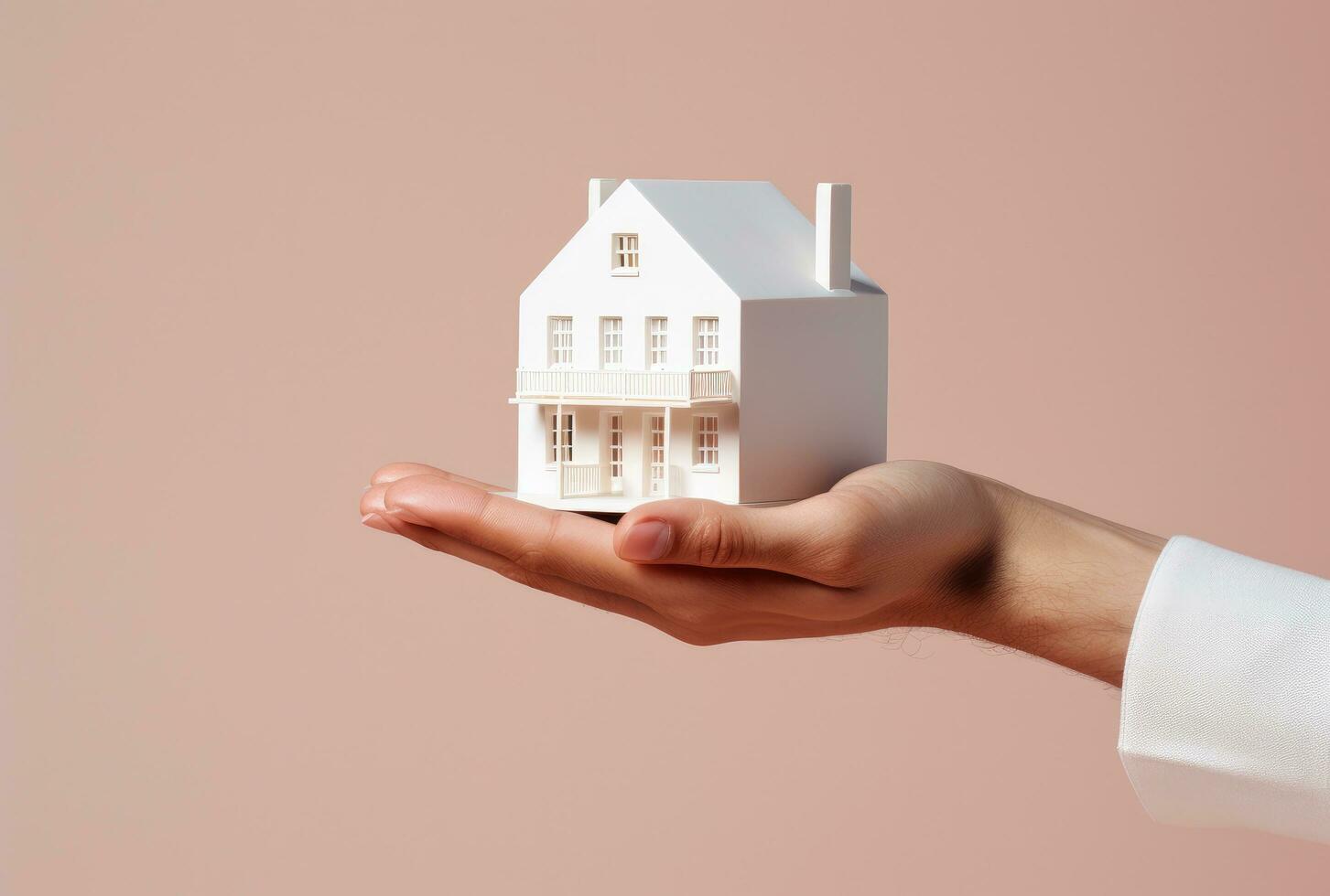 AI generated a person is holding a small house in their hand photo
