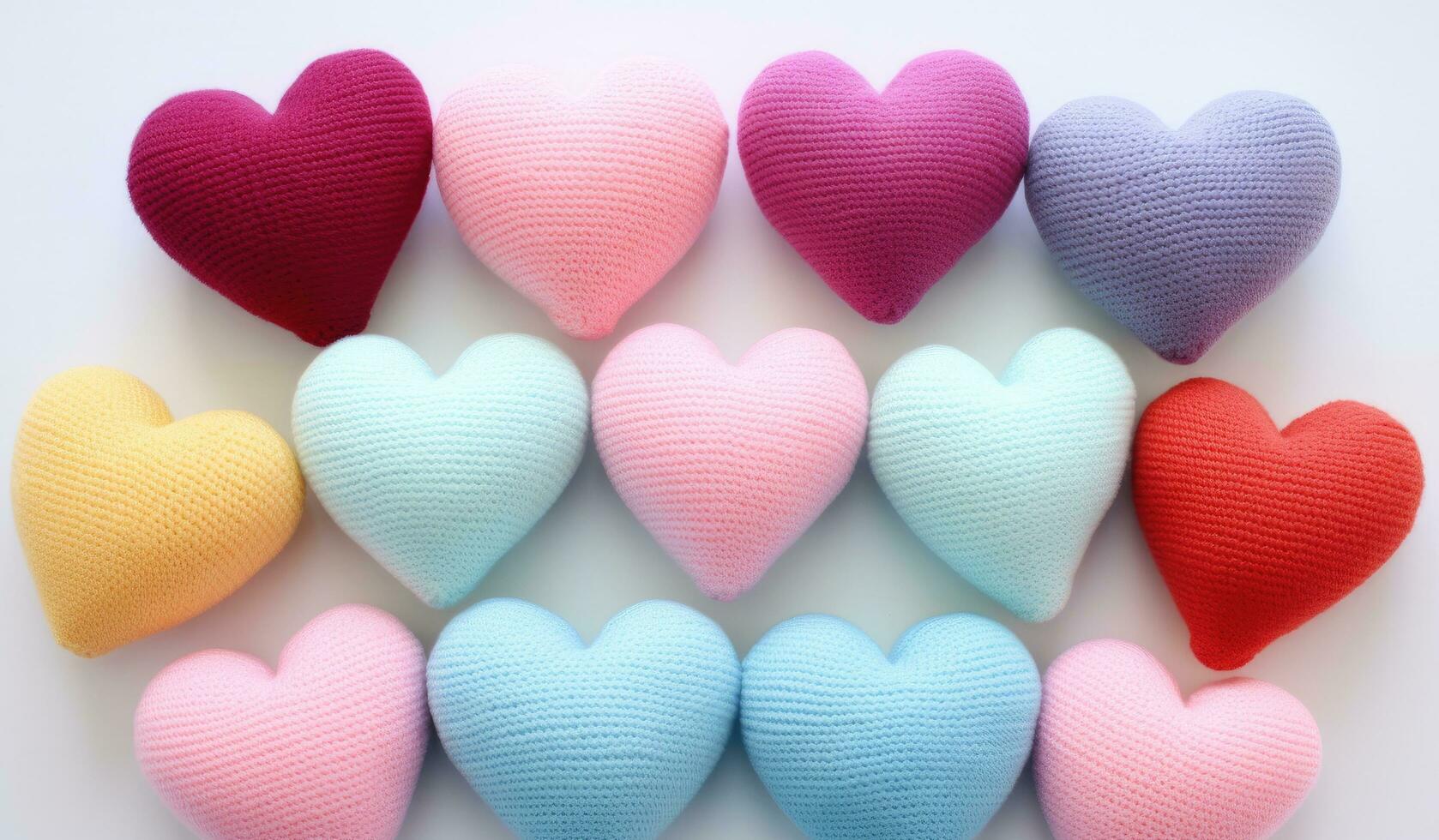 AI generated a bunch of knitted heart shaped shapes photo