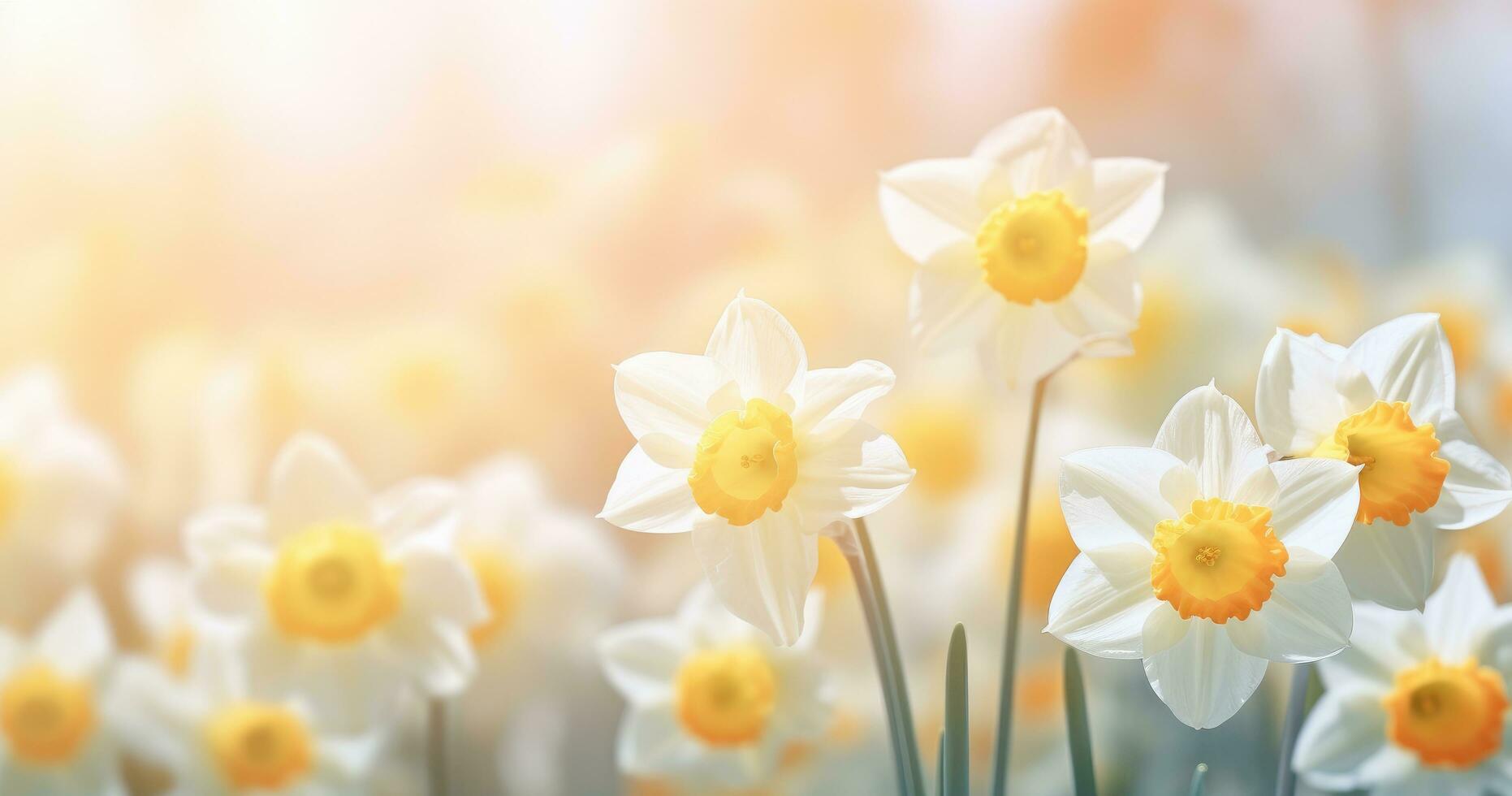 AI generated a closeup image of some colored daffodils under a flower photo