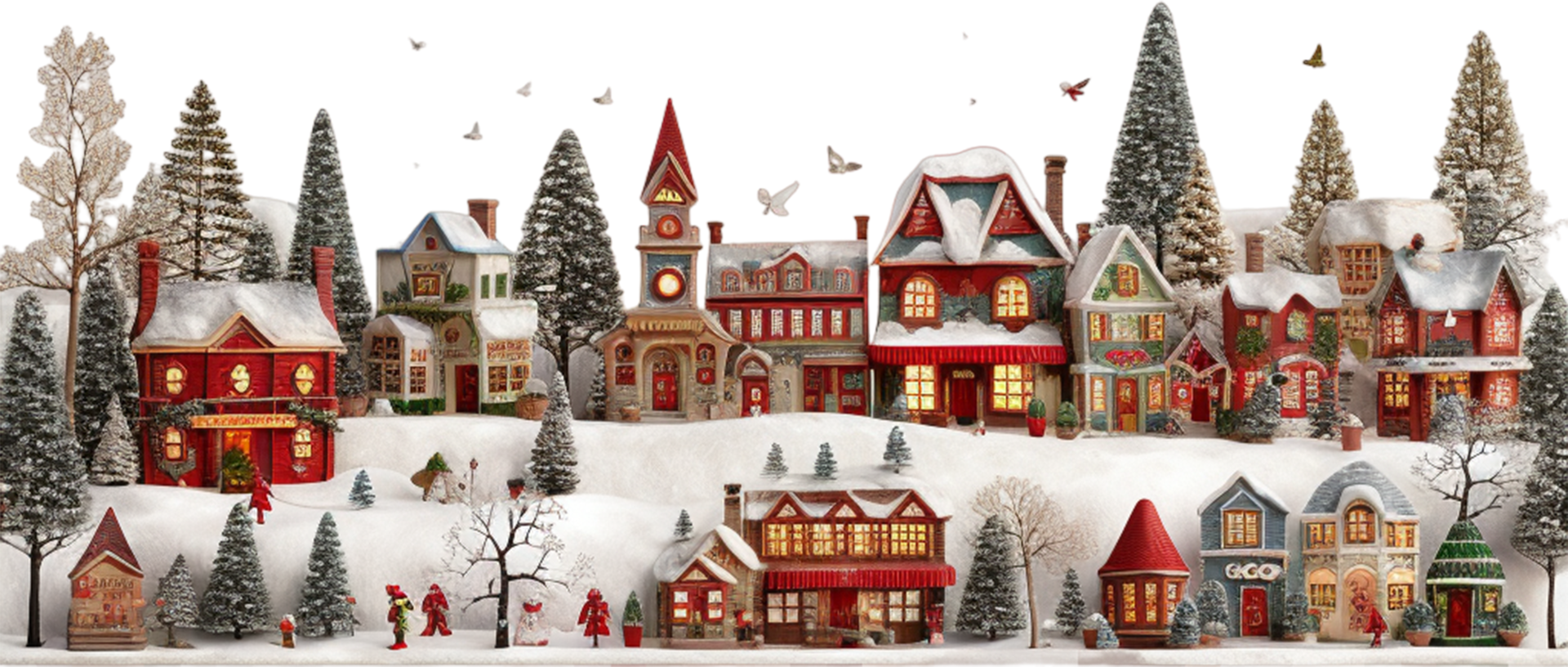 AI generated Houses In Winter Decorated png
