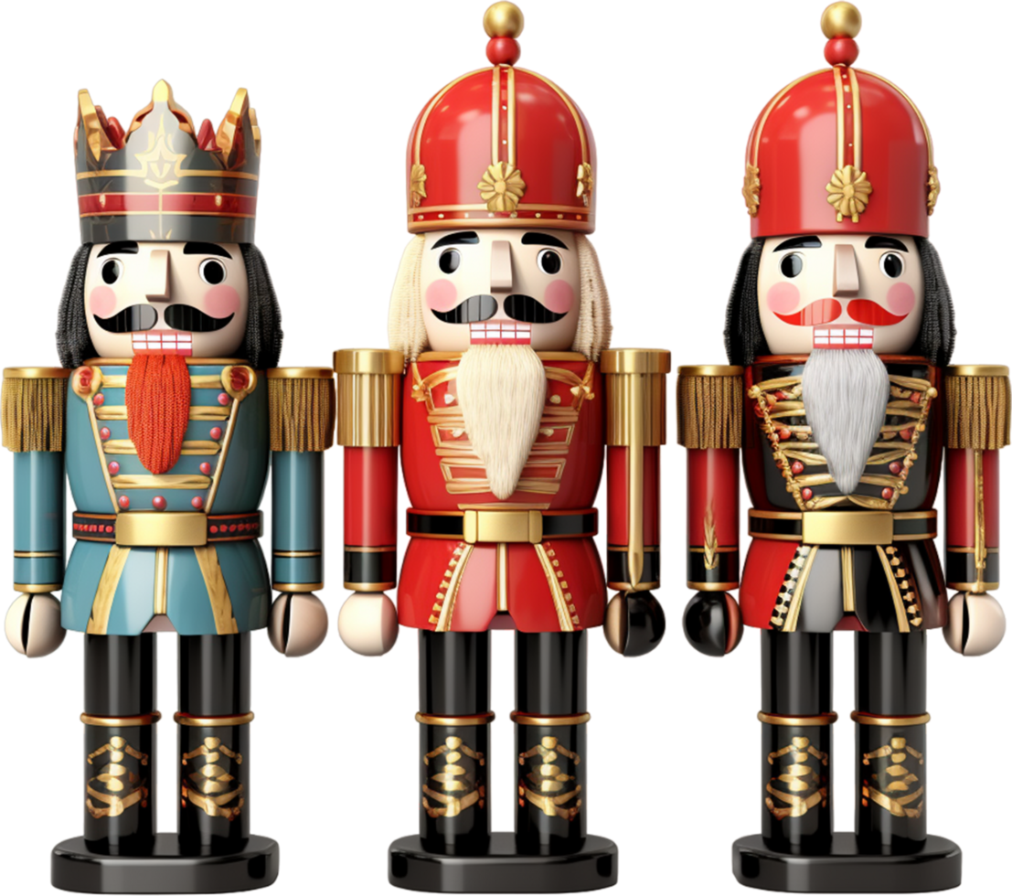 AI generated Set of carved wooden nutcrackers png