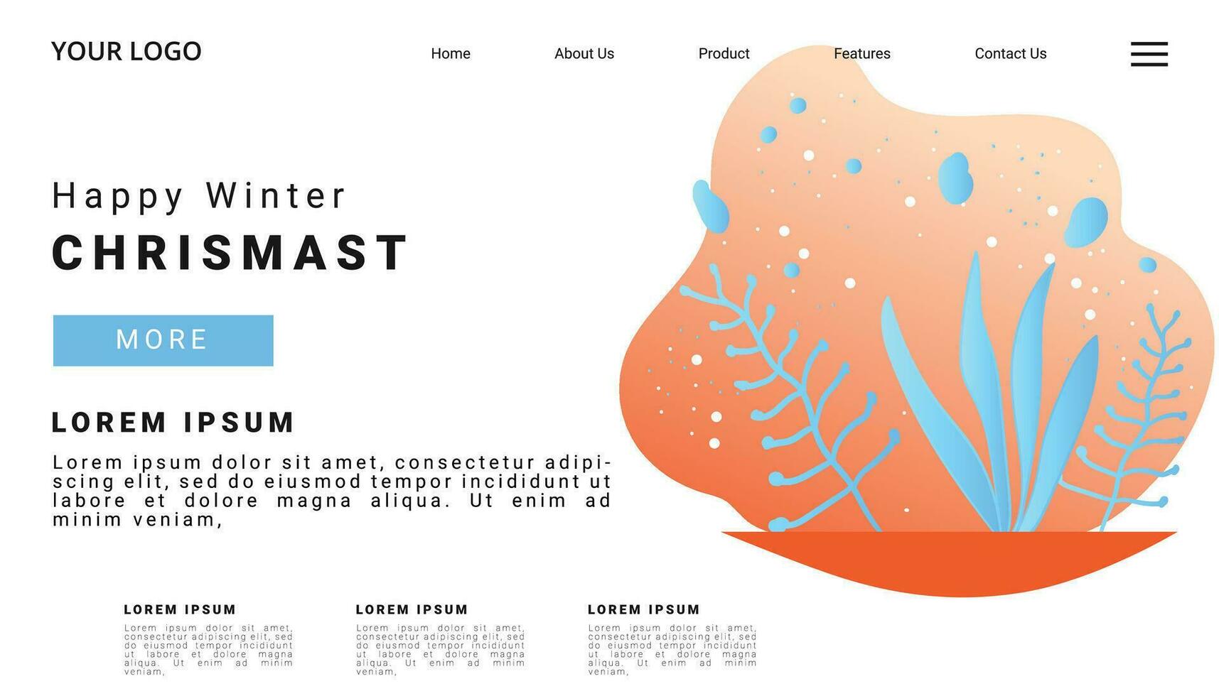 invierno temporada aterrizaje página, nuevo año 2024 con naturaleza paisaje para sitio web, plantilla, banner o saludo tarjeta, vector ilustración