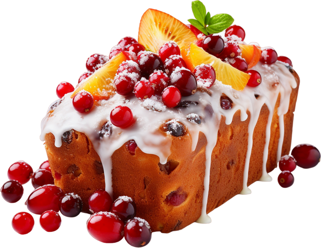 AI generated Christmas Cake With Sugar Icing png